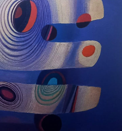 Oil painting Colored stones by Alexander Strashevich with swirling blue white orange circles