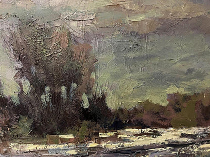 Textured oil painting Outside the Village by Volodymyr Pashchenko