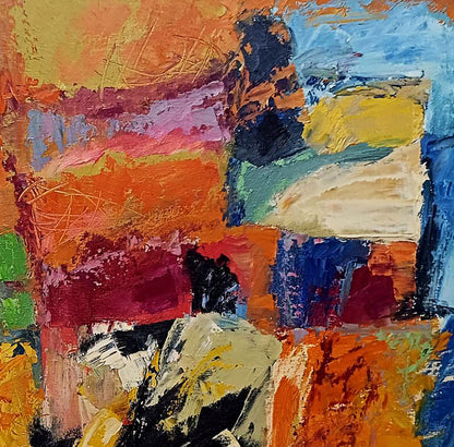 Vibrant oil painting Orange-blue composition by Tatyana Shulyak