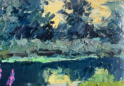 Oil painting Near the summer river by Boris Serdyuk impressionist textured art
