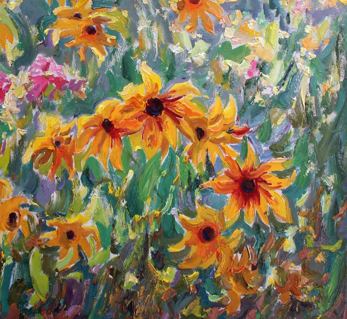 Vibrant black-eyed susan oil painting by Leonid Pavlenko