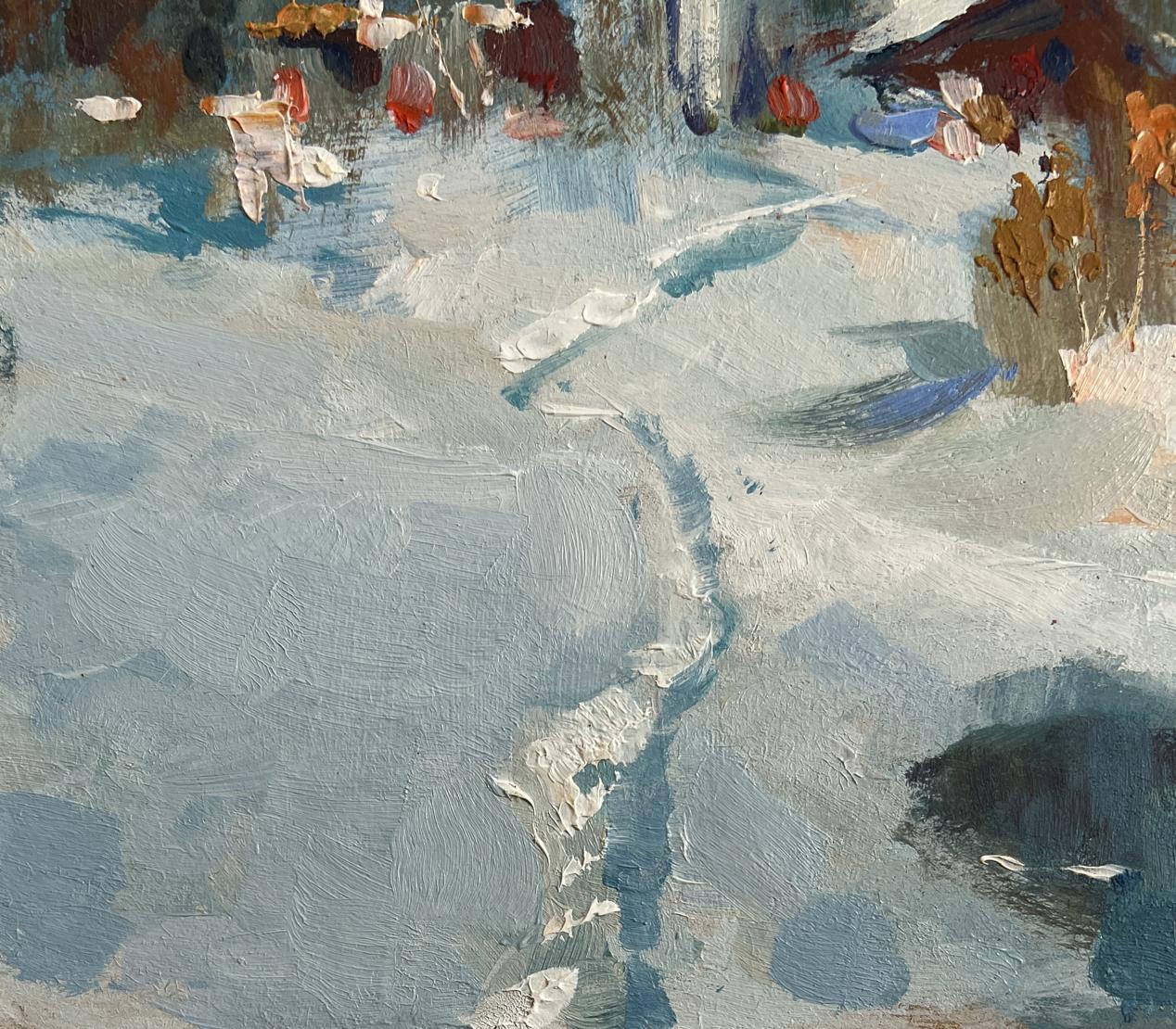 Impressionistic oil painting The first snow fell by Yuriy Suprunchuk