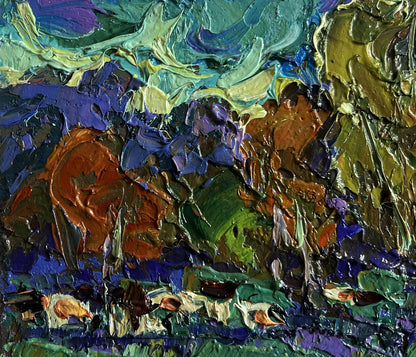 Vibrant impressionist oil painting Evening autumn wind by Oleksiy Ivanyuk