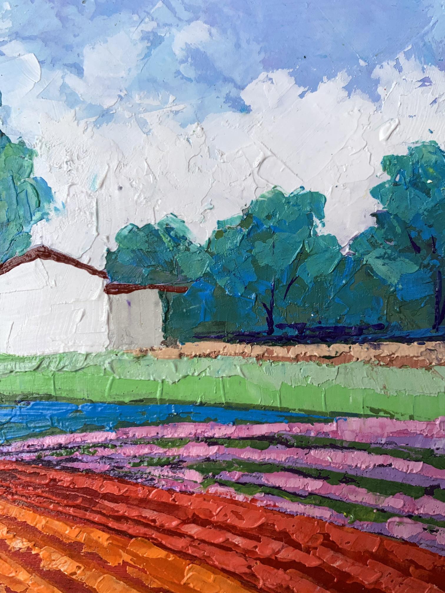 Vibrant impressionist oil painting House among the Trees by V. Zadorozhnya