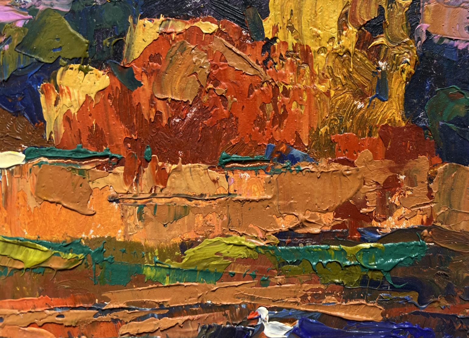 Vibrant oil painting Evening by the lake by Oksana Ivanyuk