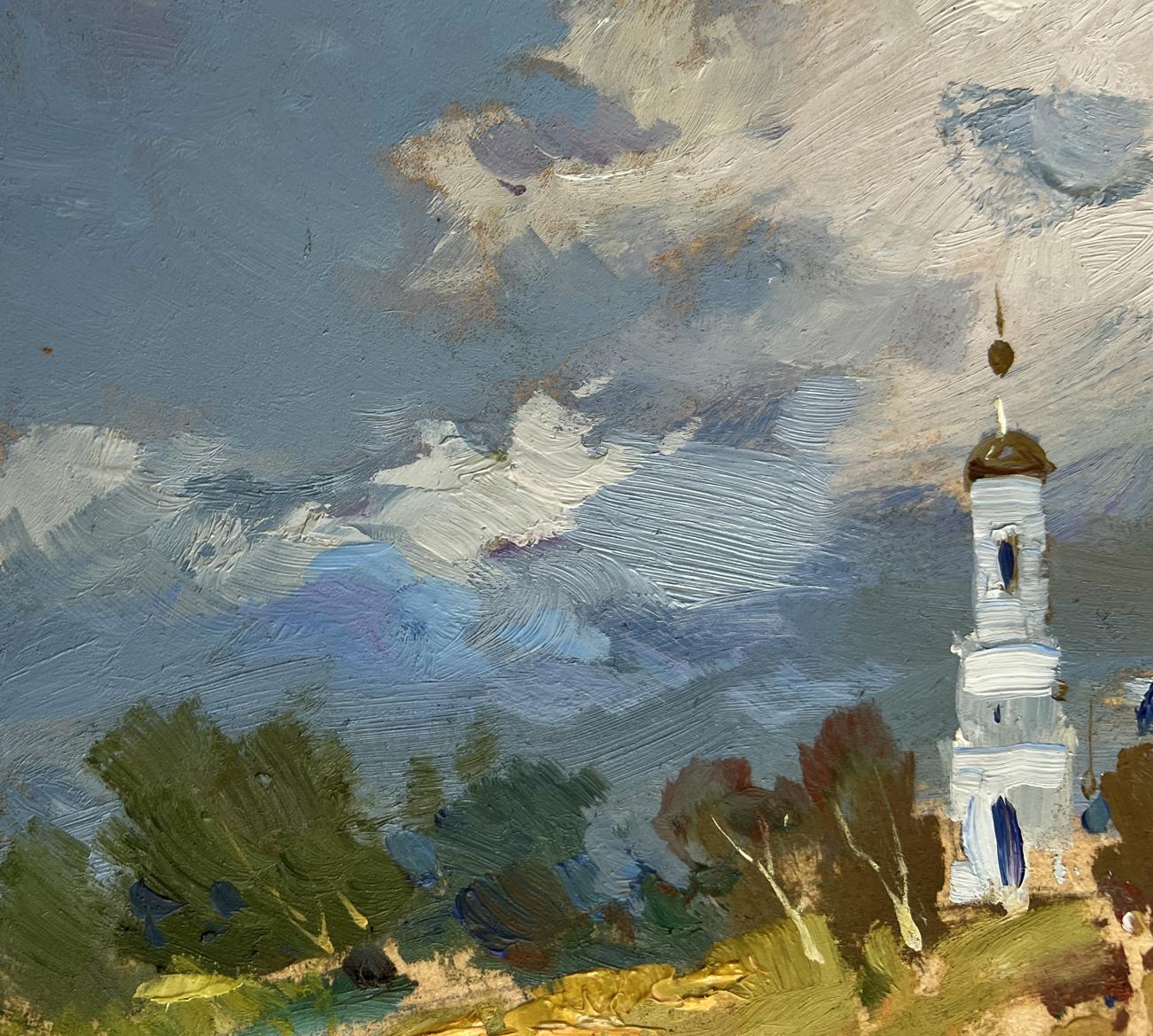 Oil painting of Yuriy Suprunchuk Golden domes church tower with gold dome