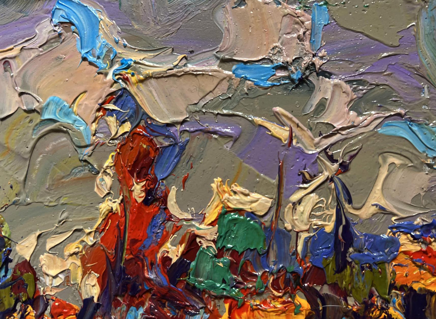 Oil painting The first snow fell by Oleksiy Ivanyuk vibrant textured artwork
