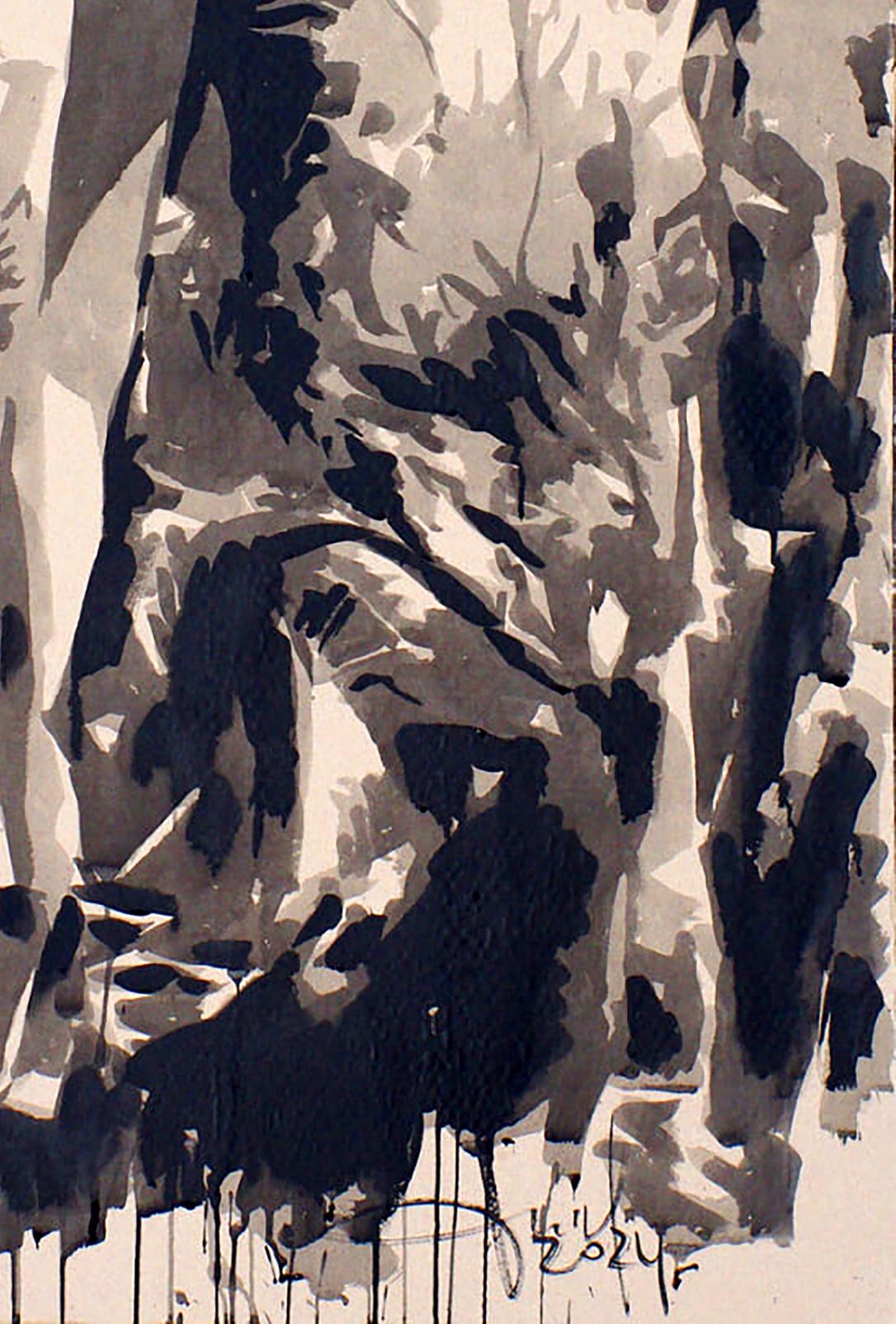 Abstract ink painting Fairy Tales by Dima Filatov, bold black strokes