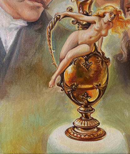 Golden ornate vase with nude figure in Natalia Bulat oil painting