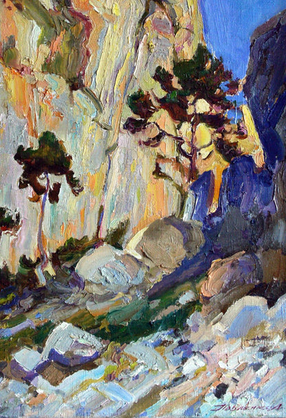 Vibrant impressionist oil painting The sun rises Leonid Pavlenko mountain landscape