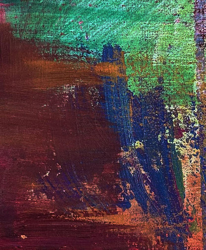 Abstract teal, burgundy, indigo painting Pursuit of a Dream by Olga Melezhik