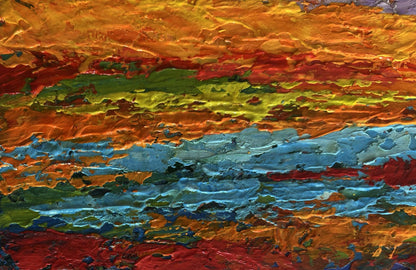 Vibrant impasto oil painting Summer evening in nature colors by V. Zadorozhnya