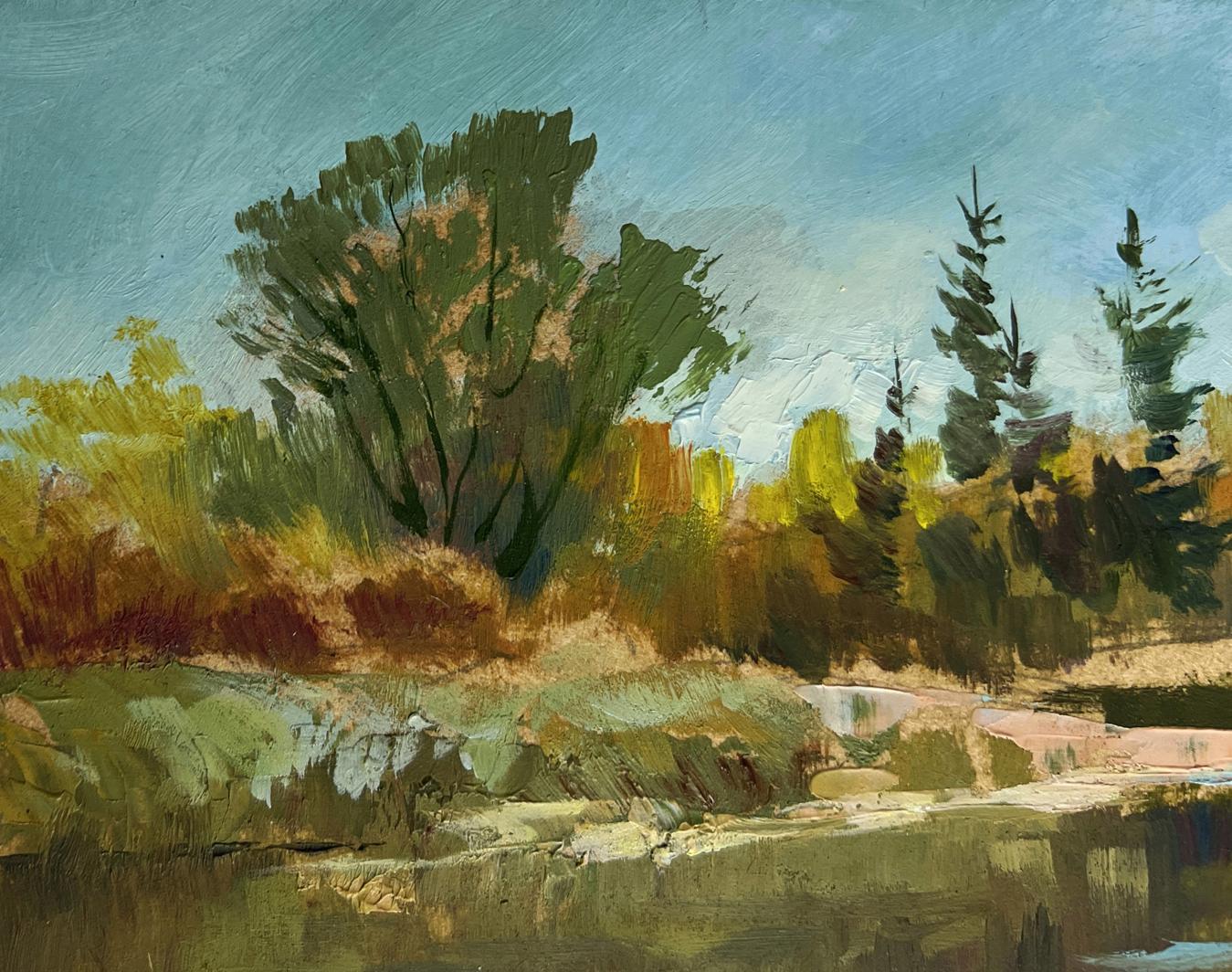 Oil painting Getting out into nature by Yuriy Suprunchuk serene landscape