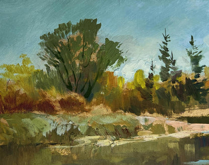 Oil painting Getting out into nature by Yuriy Suprunchuk serene landscape