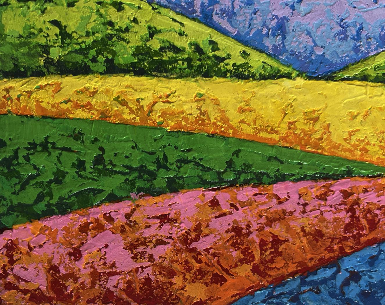 Vibrant abstract evening sun sky oil painting by V. Zadorozhnya