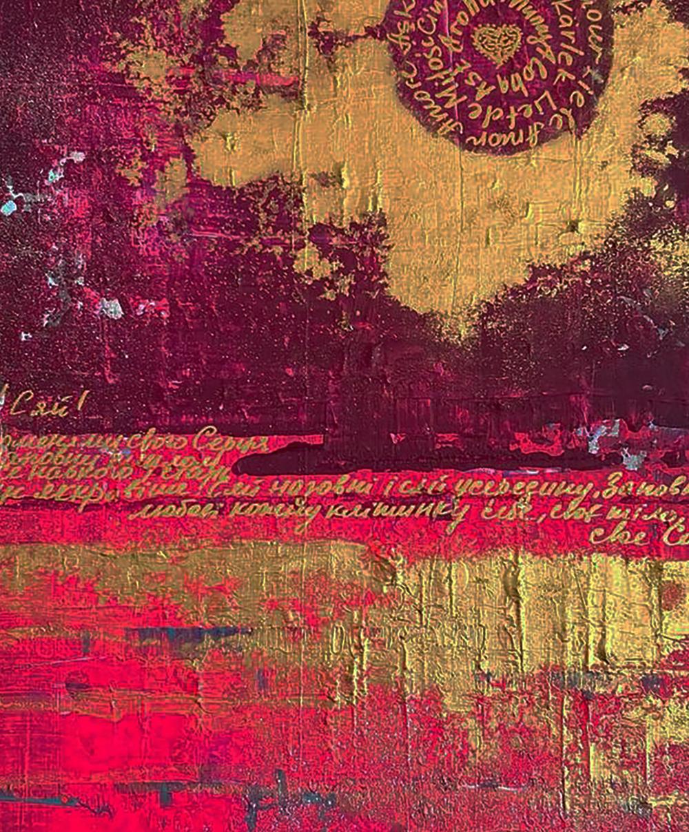 Acrylic painting You shine like the sun by Olga Melezhik in magenta red gold