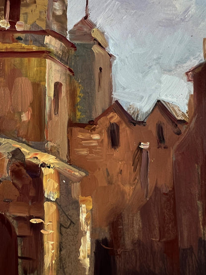 Oil painting of sunlit Tour of the ancient castle by Yuriy Suprunchuk