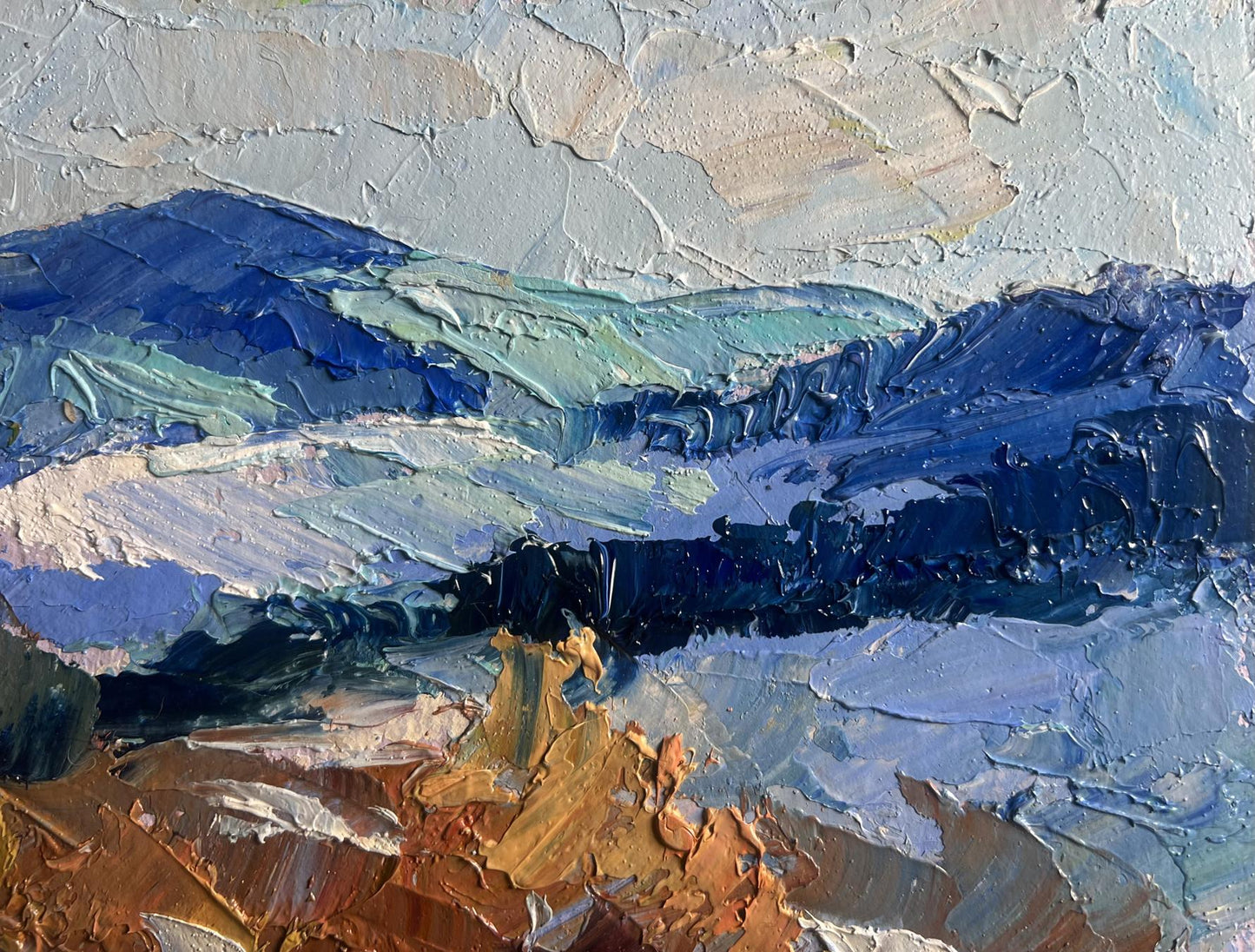Oil painting Winter mountains by Boris Serdyuk impressionistic landscape