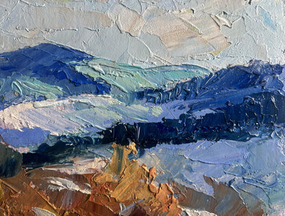 Oil painting Winter mountains by Boris Serdyuk impressionistic landscape