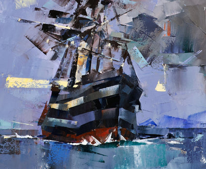 Abstract Ghost Ship oil painting by Volodymyr Gluhomanyuk