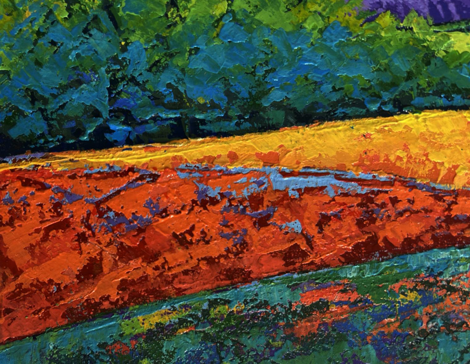 Vibrant impressionist oil painting of mountain summer meadows by V. Zadorozhnya