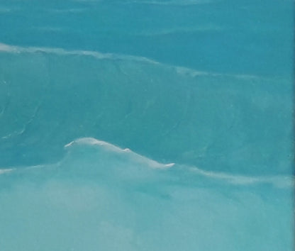 Oil painting of translucent turquoise wave with frothy crests by Vasily Korkishko