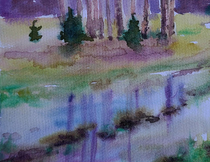 Watercolor painting Spring Awakens by Boris Serdyuk serene forest scene