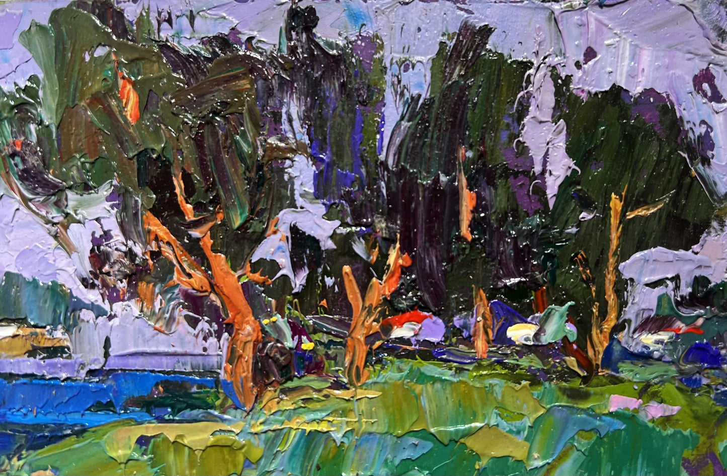Vibrant impressionist oil painting Swam to the Shore by Oksana Ivanyuk