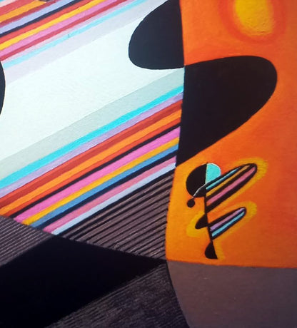 Vibrant Pulse oil painting by Alexander Strashevich with bold orange black stripes