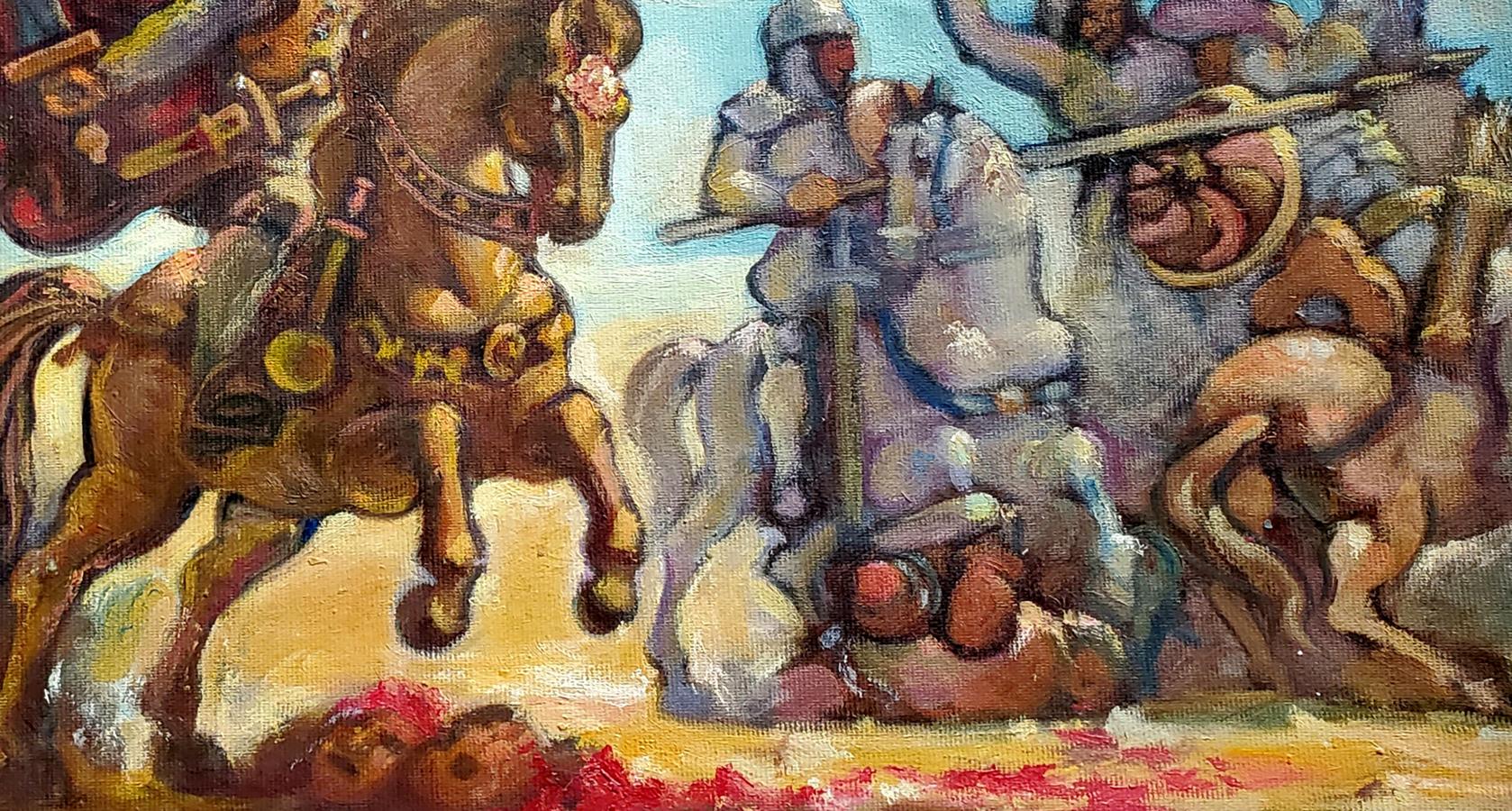 Oil painting of Richard the Lionheart medieval battle by Daniil Litvinov