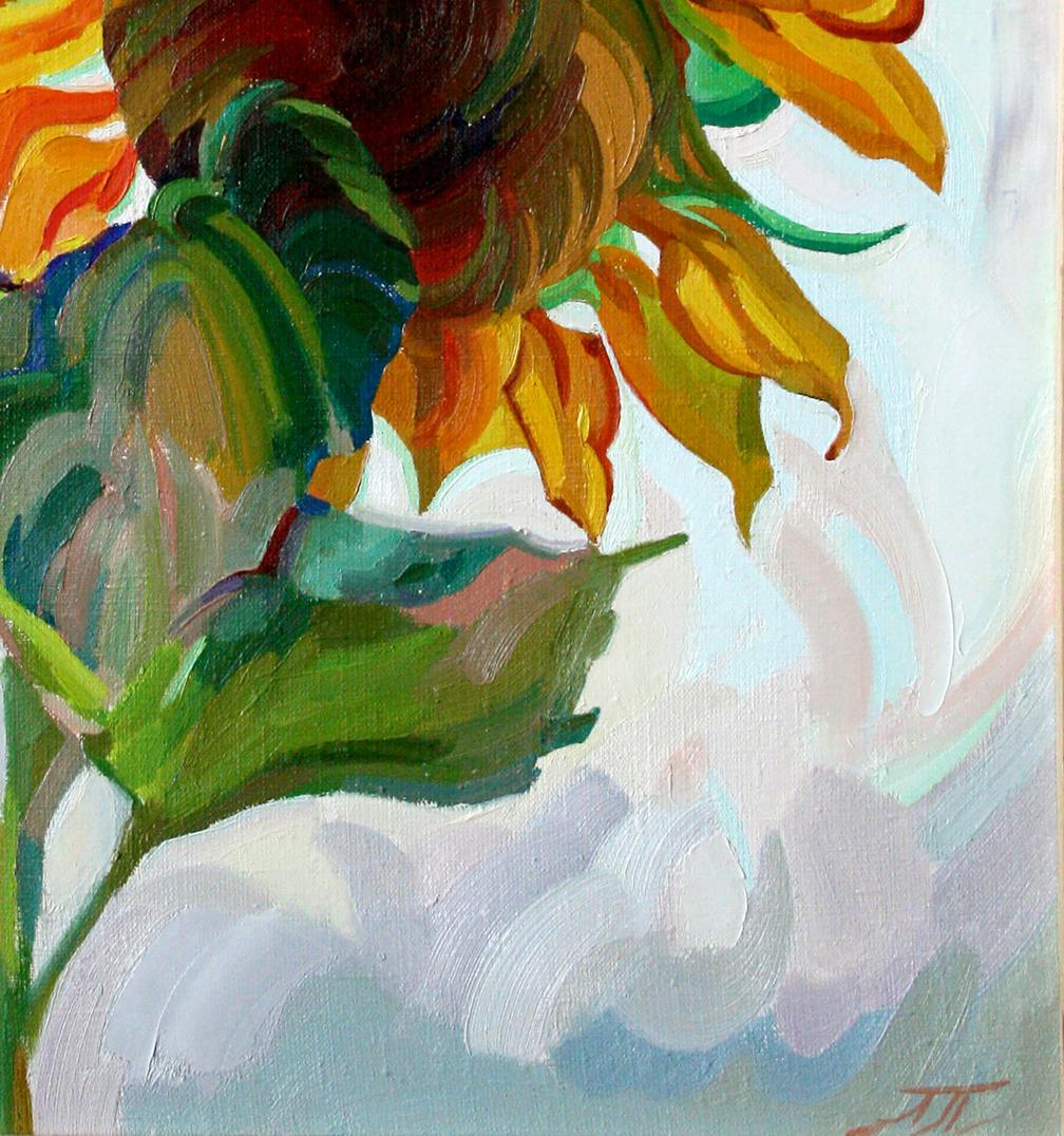 Oil painting Sunflower by Leonid Pavlenko with vibrant golden petals