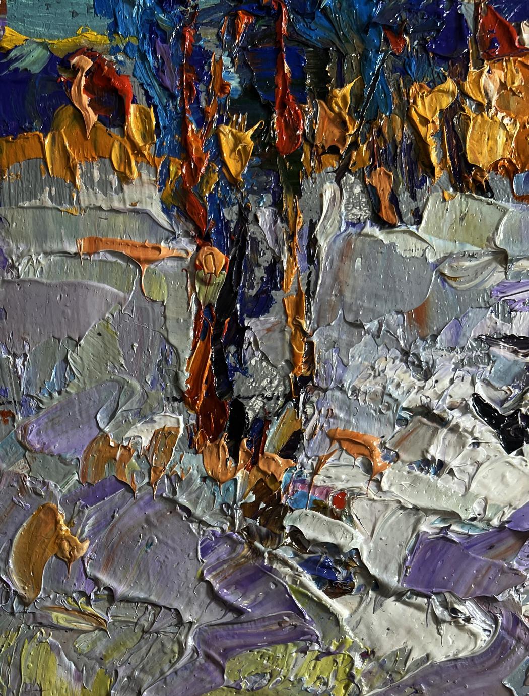 Oil painting Quiet winter evening by Oleksiy Ivanyuk vibrant impasto abstract