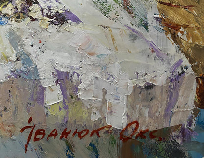Oil painting Twisted gentlemen by Oksana Ivanyuk with impasto strokes