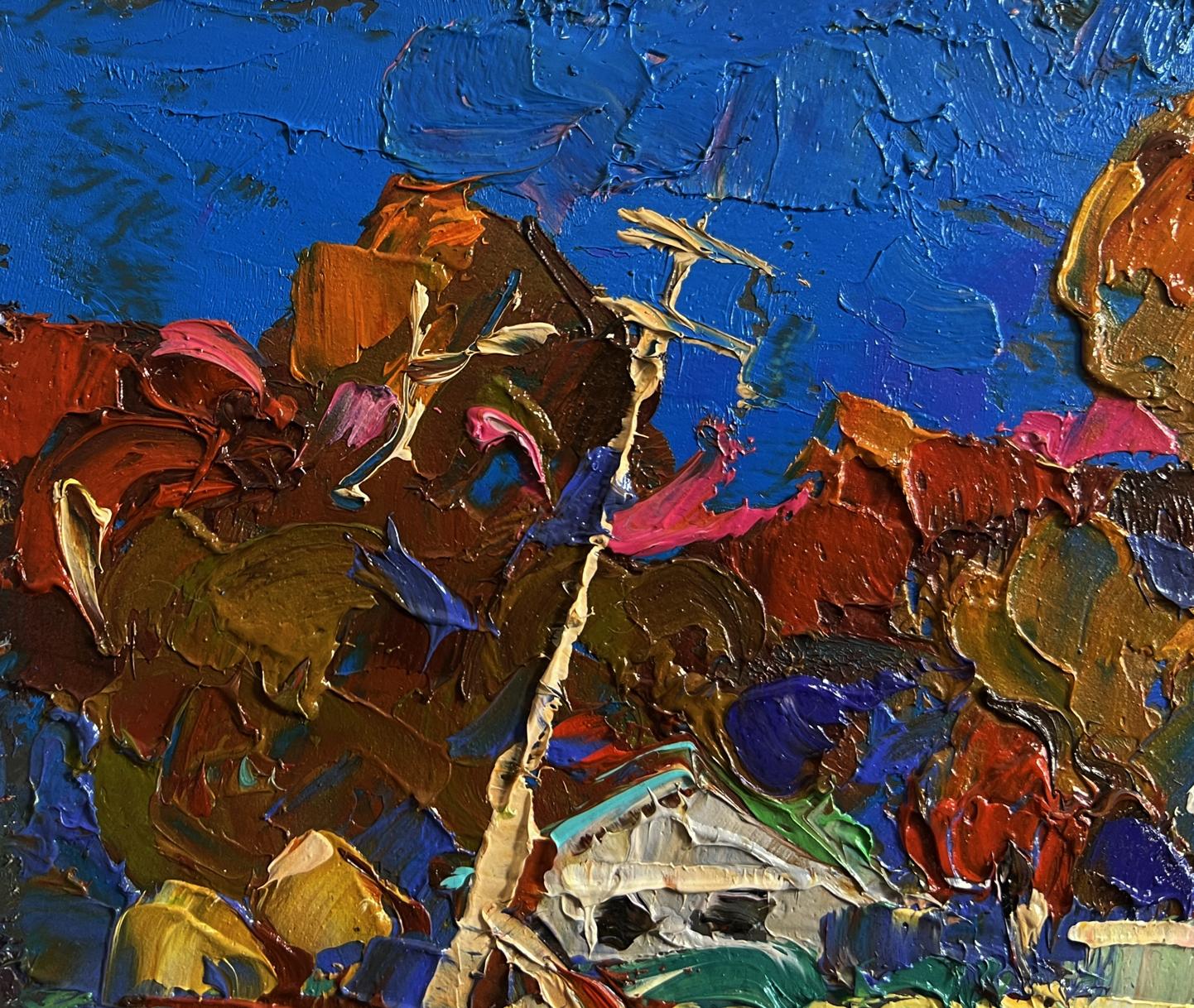 Vibrant abstract oil painting Autumn has come to the village by Oleksiy Ivanyuk
