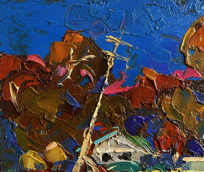 Vibrant abstract oil painting Autumn has come to the village by Oleksiy Ivanyuk