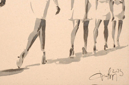 Watercolor legs in motion by Dima Filatov, ink painting See you