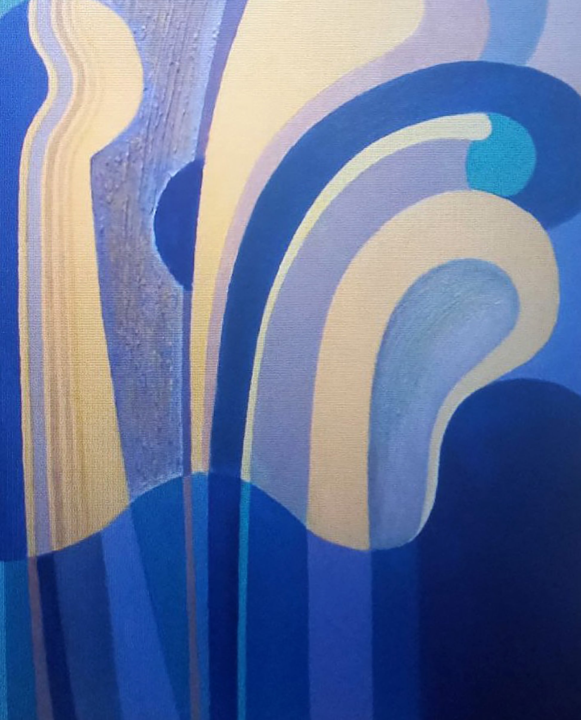 Oil painting Blue still life by Alexander Strashevich, abstract blue-yellow curves