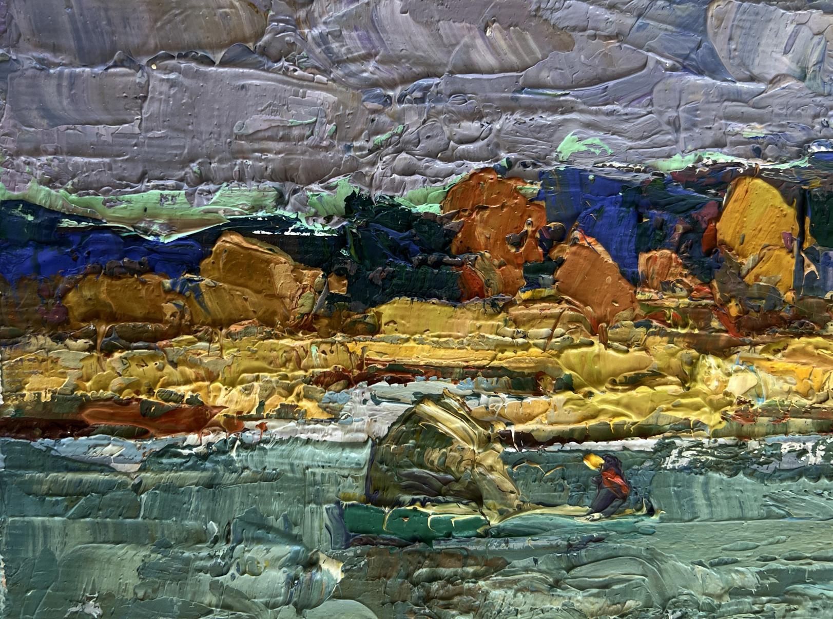 Oil painting Above the evening silence by the river by Oleksiy Ivanyuk