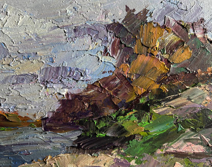 Oil painting Stone Coast by Boris Serdyuk with impasto earthy tones