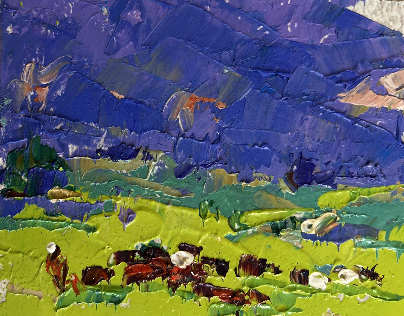 Vibrant impressionist oil painting by Oleksiy Ivanyuk: spring meadows
