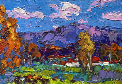 Vibrant impressionist oil painting Early in the morning in the field by Oleksiy Ivanyuk