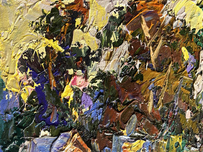 Oil painting of corn fields in village by Oleksiy Ivanyuk