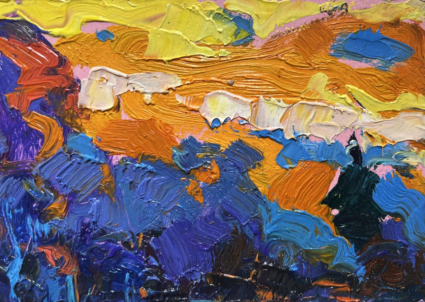 Vibrant Quiet Fishing oil painting by Oksana Ivanyuk with textured brushstrokes