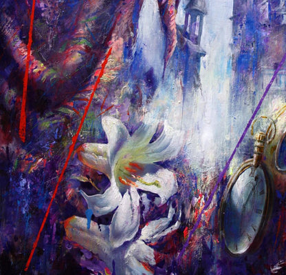 Oil painting Tales of the Old Town by Alexander Dobrodiy: white lily