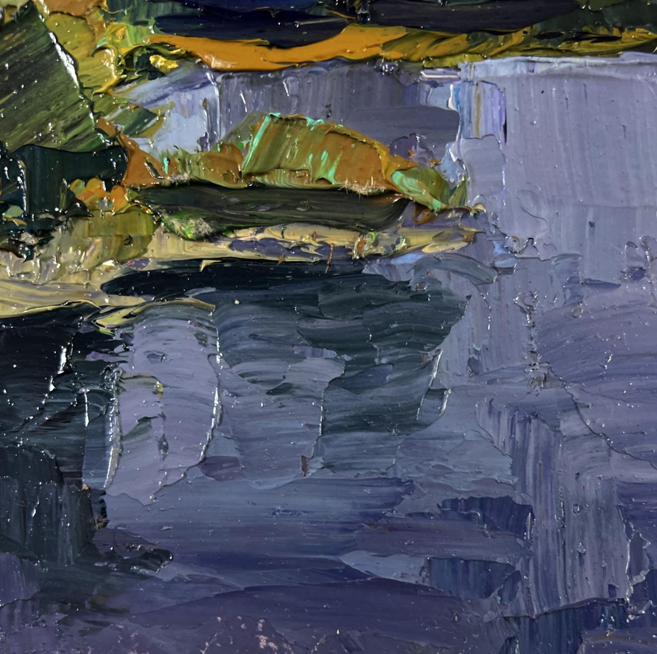 Oil painting A moment before the first drop of rain by Boris Serdyuk with impasto blues
