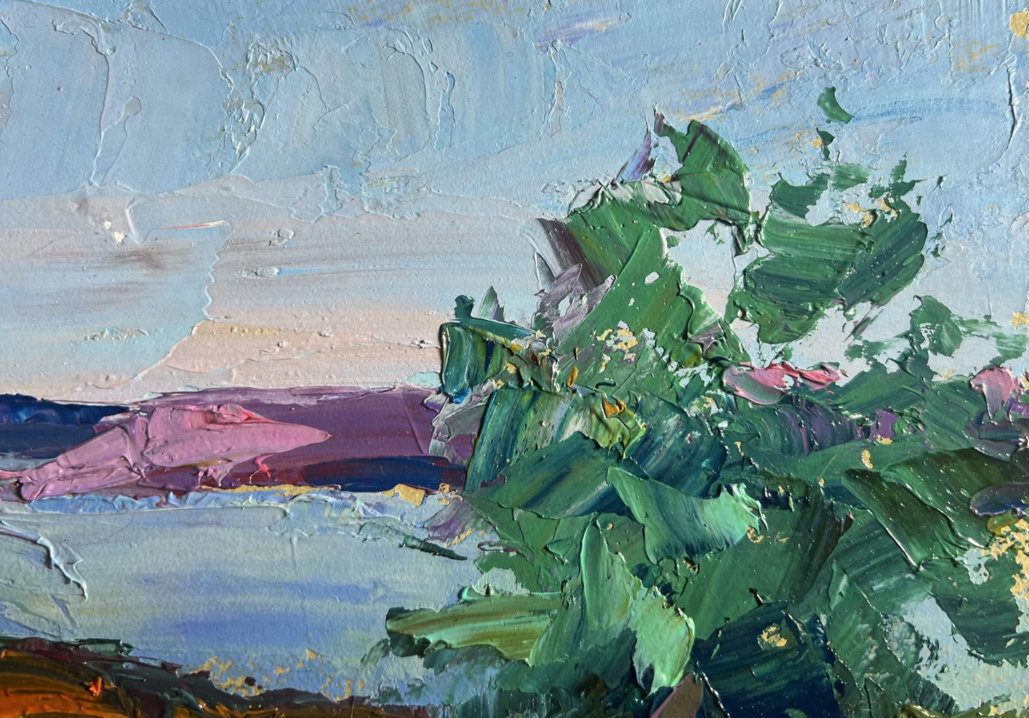 Oil painting The road to the river by Boris Serdyuk with lush green foliage