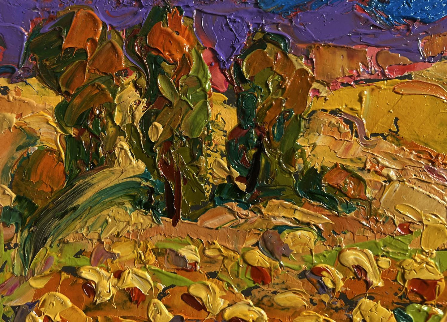 Vibrant Field of sunflowers oil painting by Oleksiy Ivanyuk