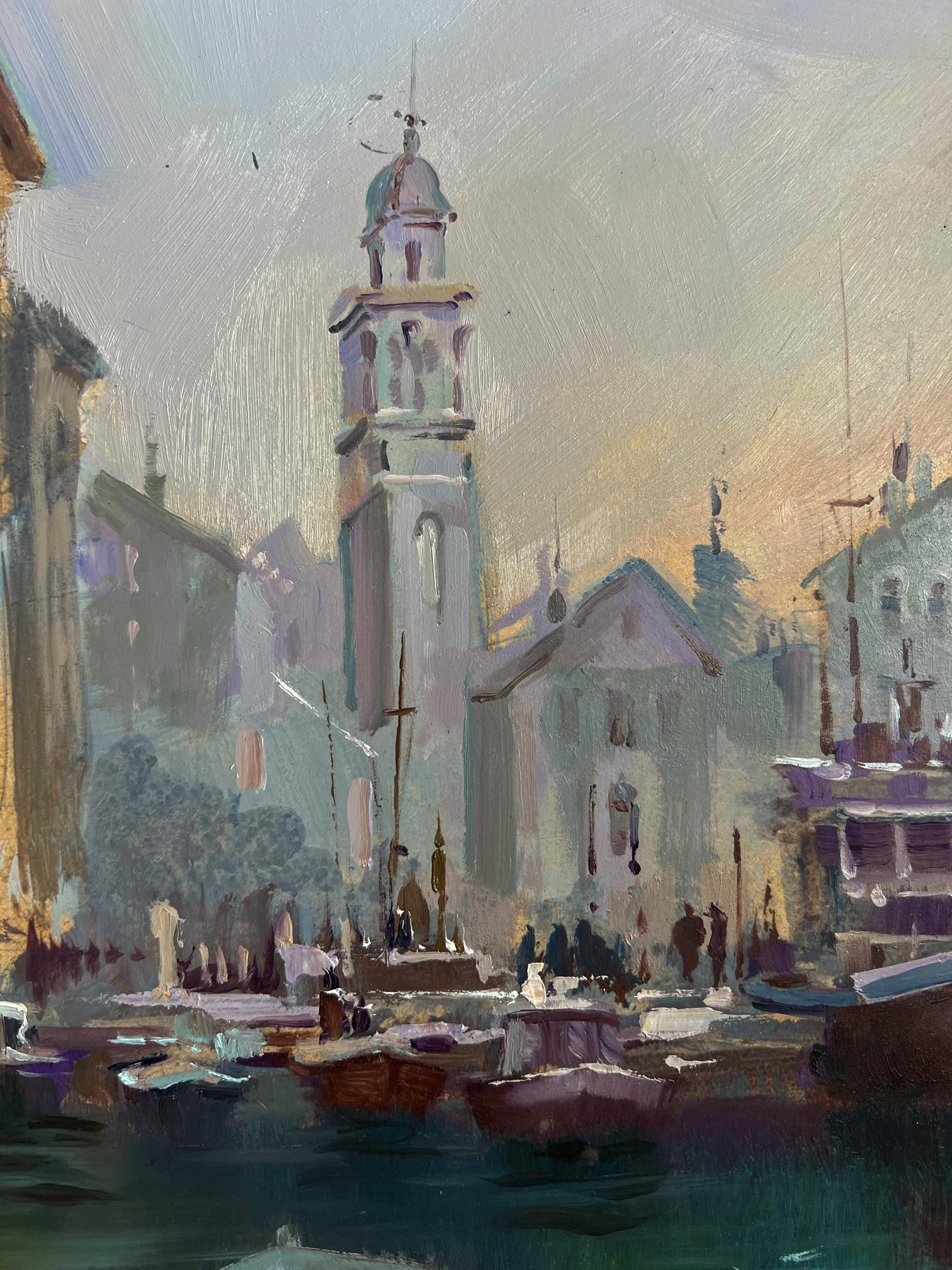 Impressionistic oil painting of Venetian church tower by Yuriy Suprunchuk