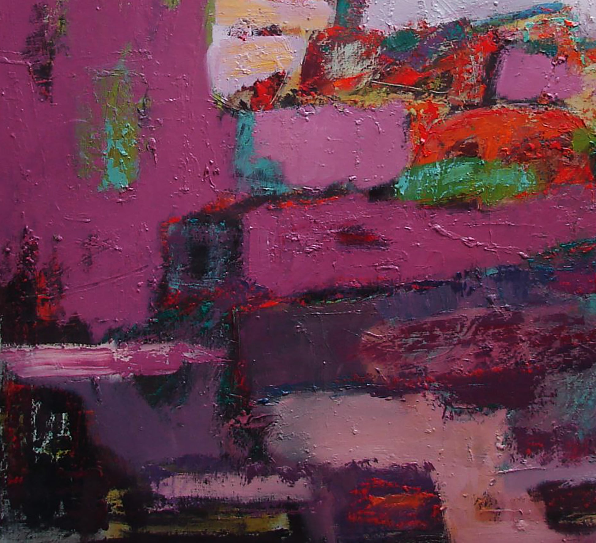 Vibrant oil painting Abstraction in blackberry flowers by Tatyana Shulyak