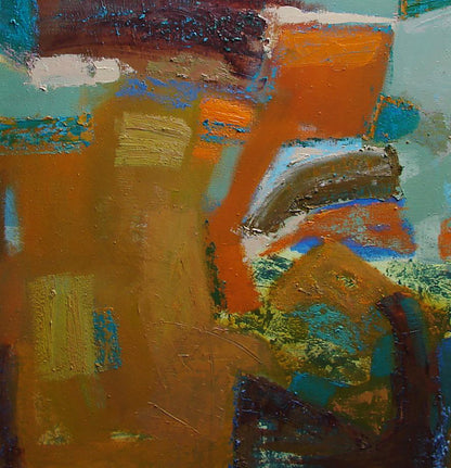 Abstract oil painting by Tatyana Shulyak with mint geometric colors
